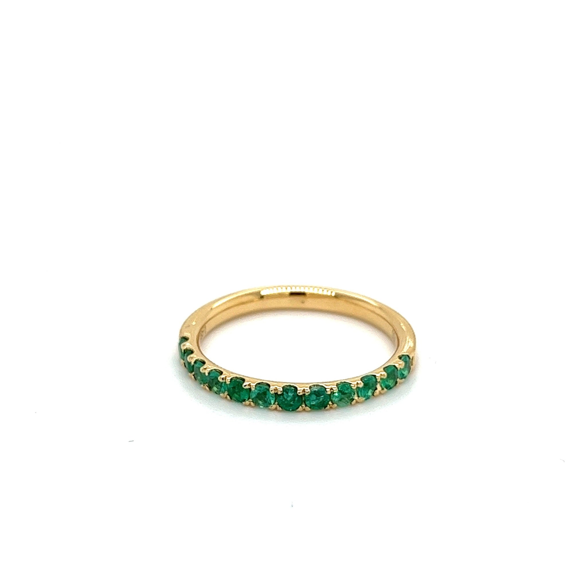 18k Solid Gold Natural Round Emerald Band | Size 6.5-7.5 | 2.0-2.5mm-Emerald Ring-ASSAY