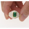 1.25 Carat Zambian Emerald and Diamond Pave Cluster Art Deco Ring