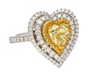 1.39 Carat GIA Certified Fancy Yellow Heart Cut Diamond Double Halo Ring-Rings-ASSAY