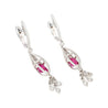 1.40 Carat Pink Sapphire and Diamond Drop Cage Earrings in 18k White Gold