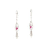1.40 Carat Pink Sapphire and Diamond Drop Cage Earrings in 18k White Gold
