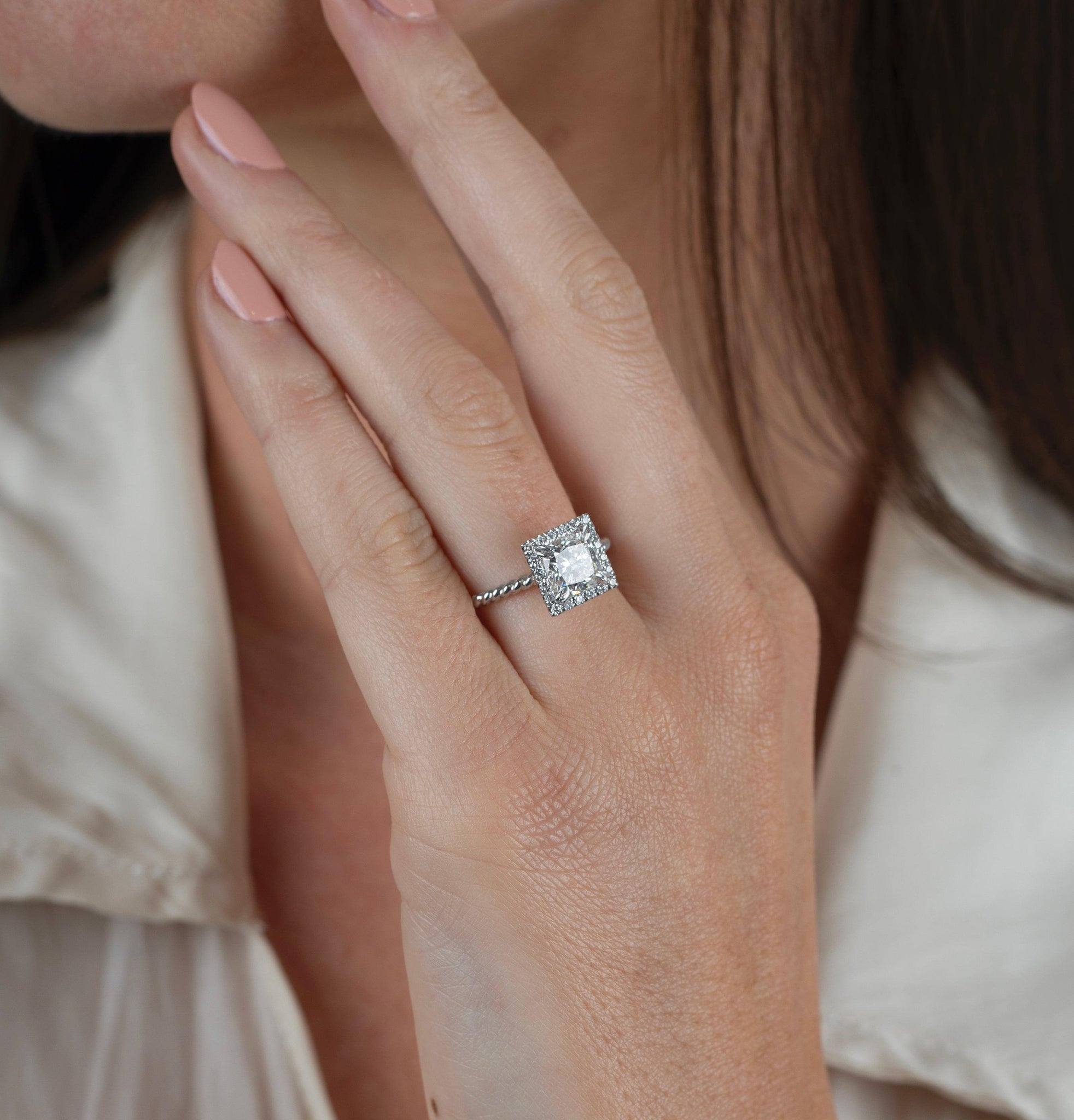 Princess Diamond Wedding Ring Set with Marquise Diamond Chevron V Wedd -  Abhika Jewels