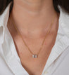 2 Carat Emerald Cut Lab Grown Diamond Connected Floating Necklace in 18K Yellow & White Gold 2-Tone Setting-Necklace-ASSAY