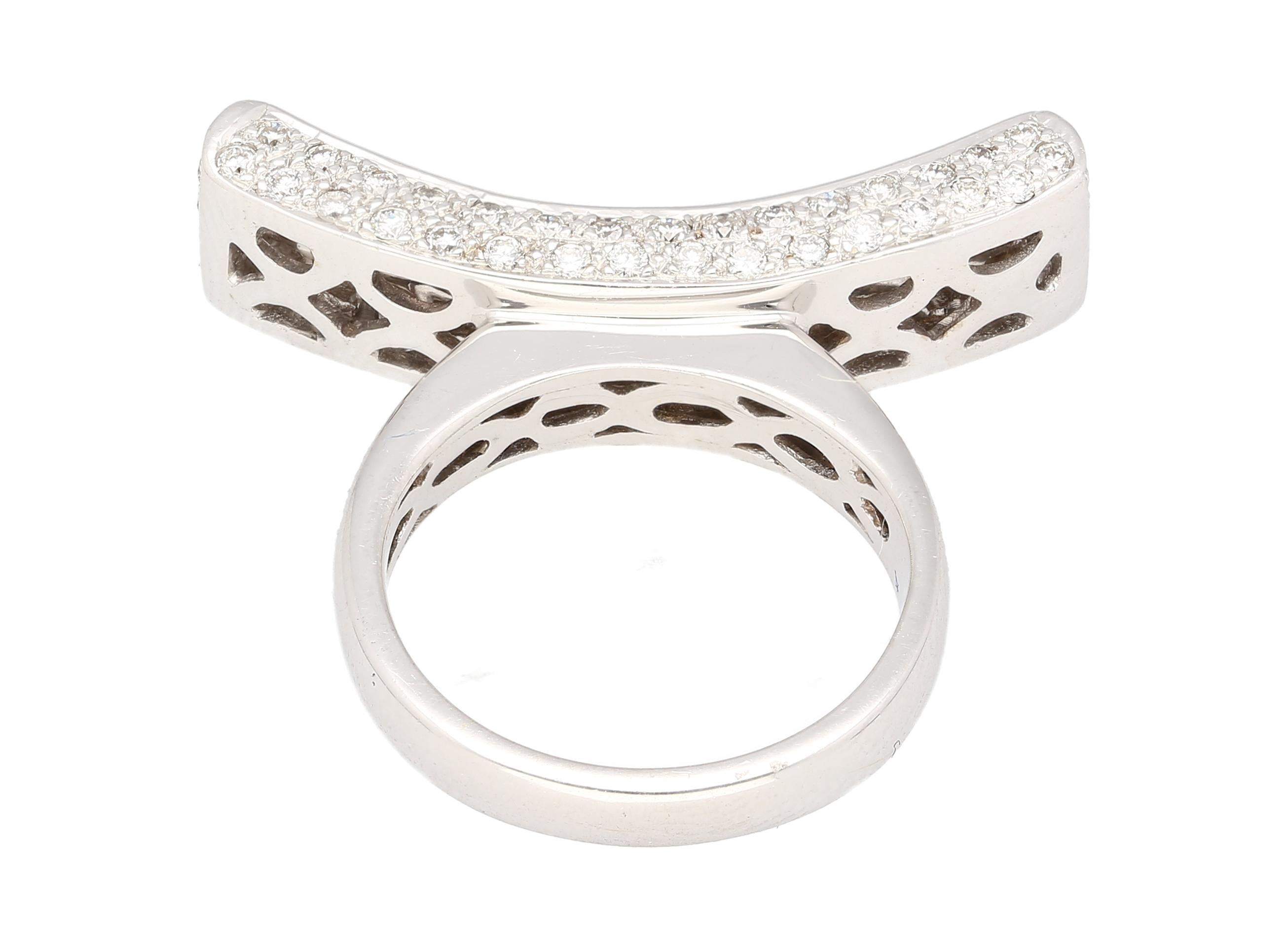 2 Carat Princess Cut Diamond Encrusted Curved Top Overlap Ring in 18K