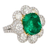 ~20 Carat Colombian Emerald Cushion Cut GRS Certified and Diamond 18K Set