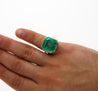 22.18 Carat Colombian Emerald Bezel 18K Gold Vintage Ring