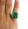 22.18 Carat Colombian Emerald Bezel 18K Gold Vintage Ring
