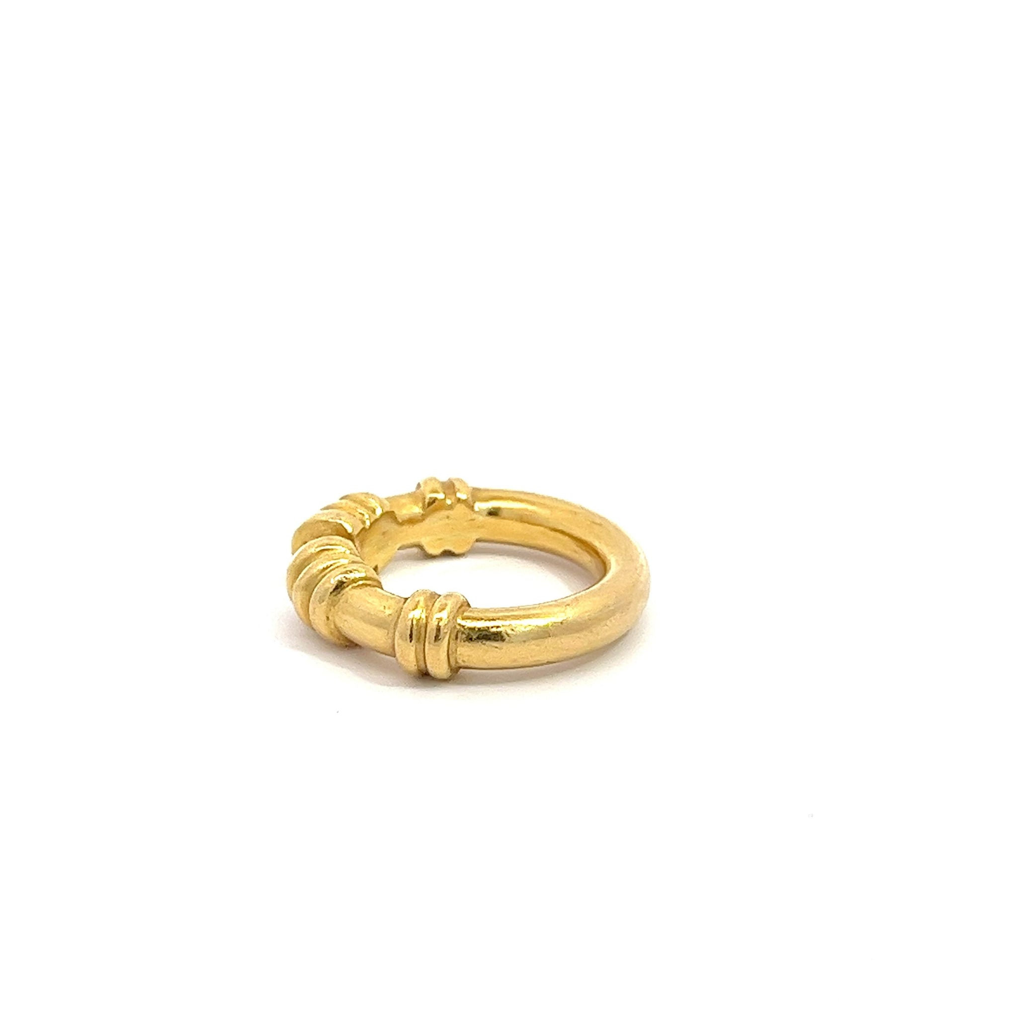 22k Solid Yellow Gold Textured Open Gap Unclosed Ring