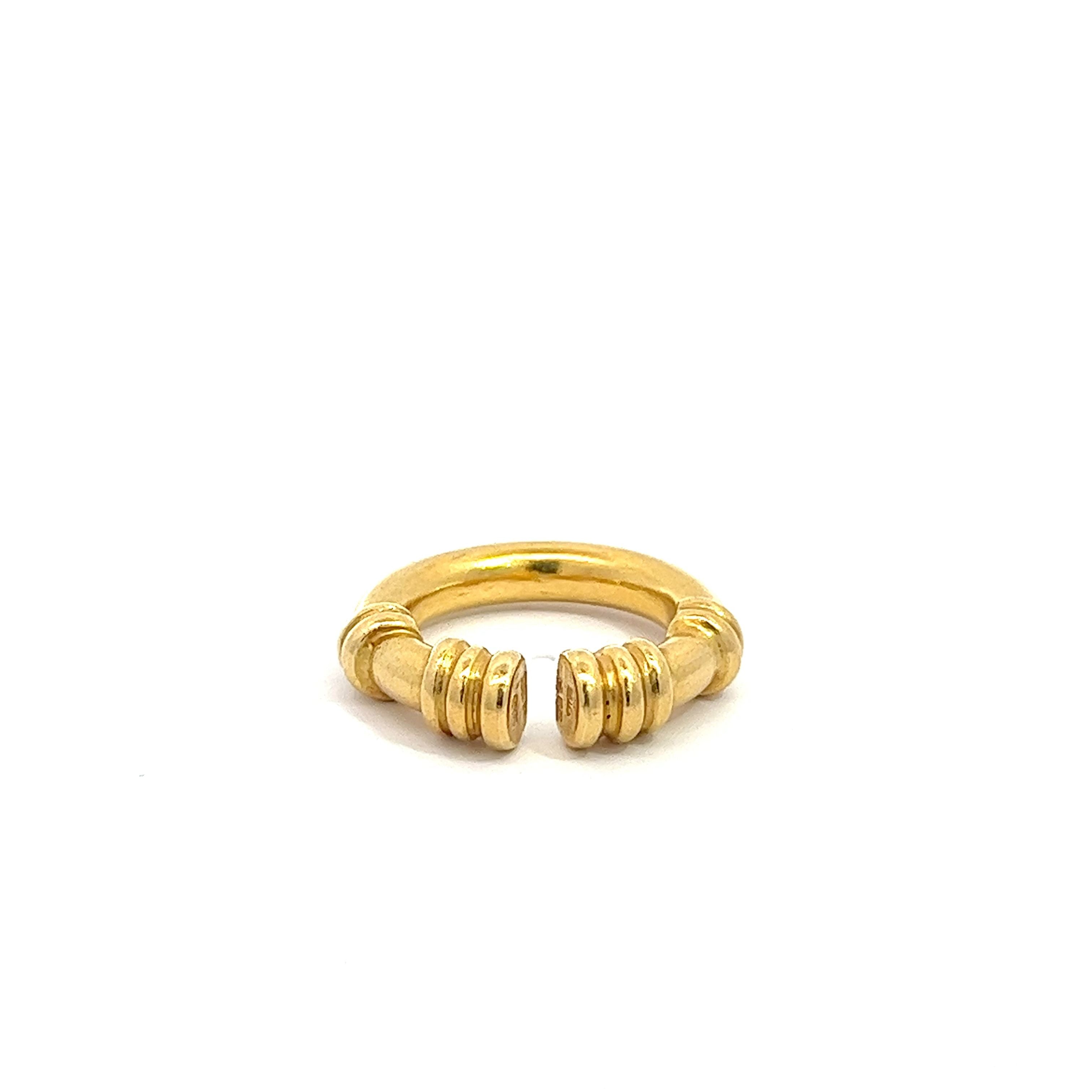 22k Solid Yellow Gold Textured Open Gap Unclosed Ring-Rings-ASSAY