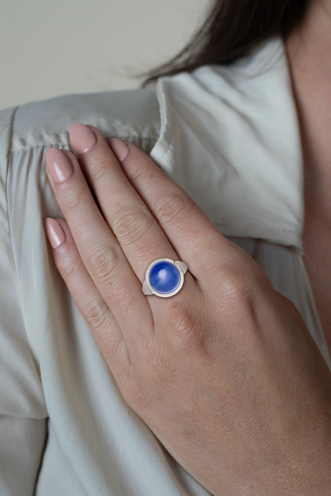 Amazon.com: Cornflower Blue Star Sapphire 6-Ray 925 Sterling Silver Ring  with Genuine Sapphire Accents/Oval-Shaped : Handmade Products