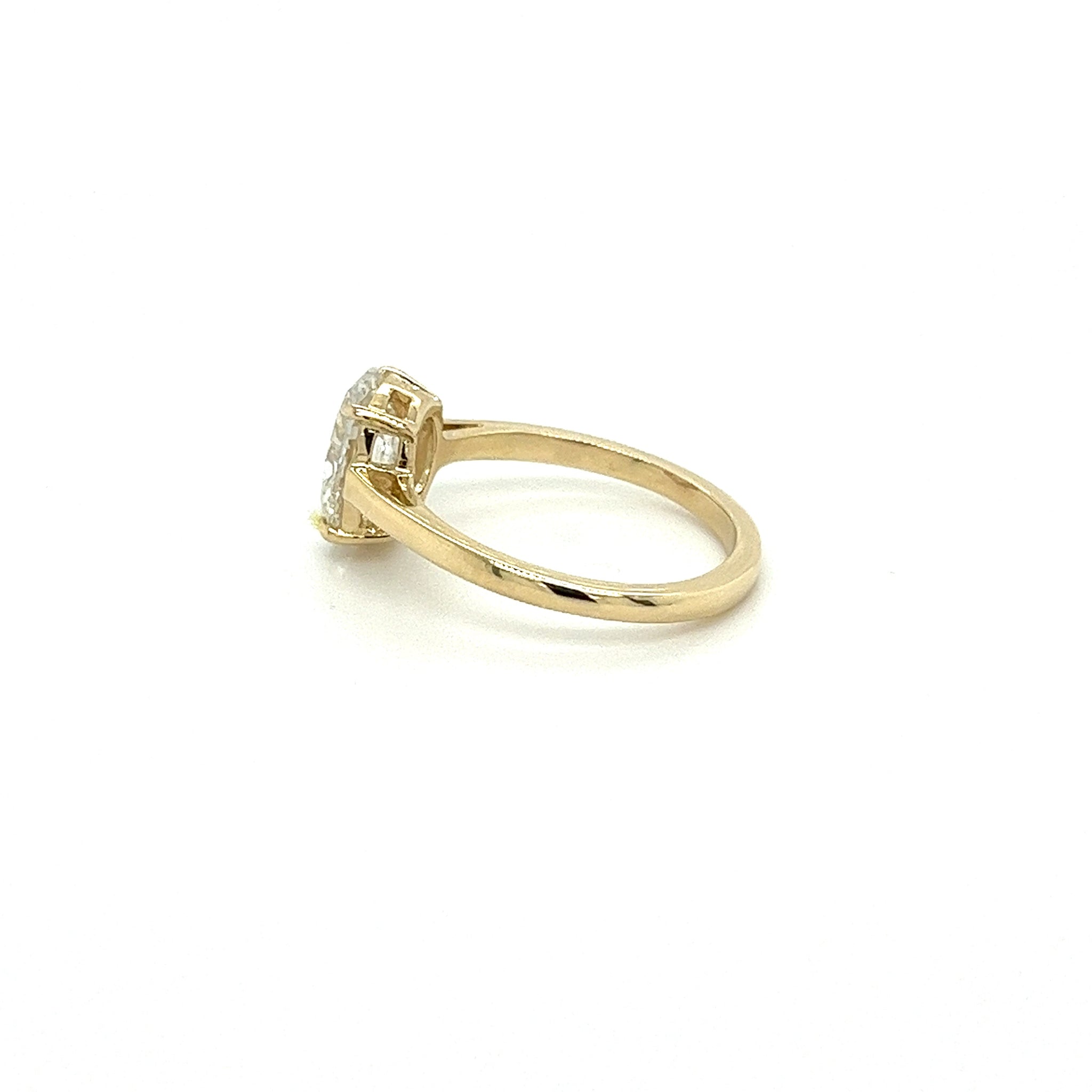 2.06 Carat Oval Cut Lab Grown Diamond CVD Ring in 14K Yellow Gold Low Profile Setting
