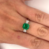 2.19 Carat Natural Emerald 3-Stone Ring with Baguette Diamond in 18K White Gold-Rings-ASSAY