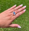 2.20 Carat Oval Cut Tanzanite Half Bezel Bow Style Ring in 18K White Gold-Rings-ASSAY
