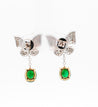 2.5 Carat Cabochon Cut Emerald and Diamond Butterfly Drop Earrings in 18K White Gold-Earrings-ASSAY