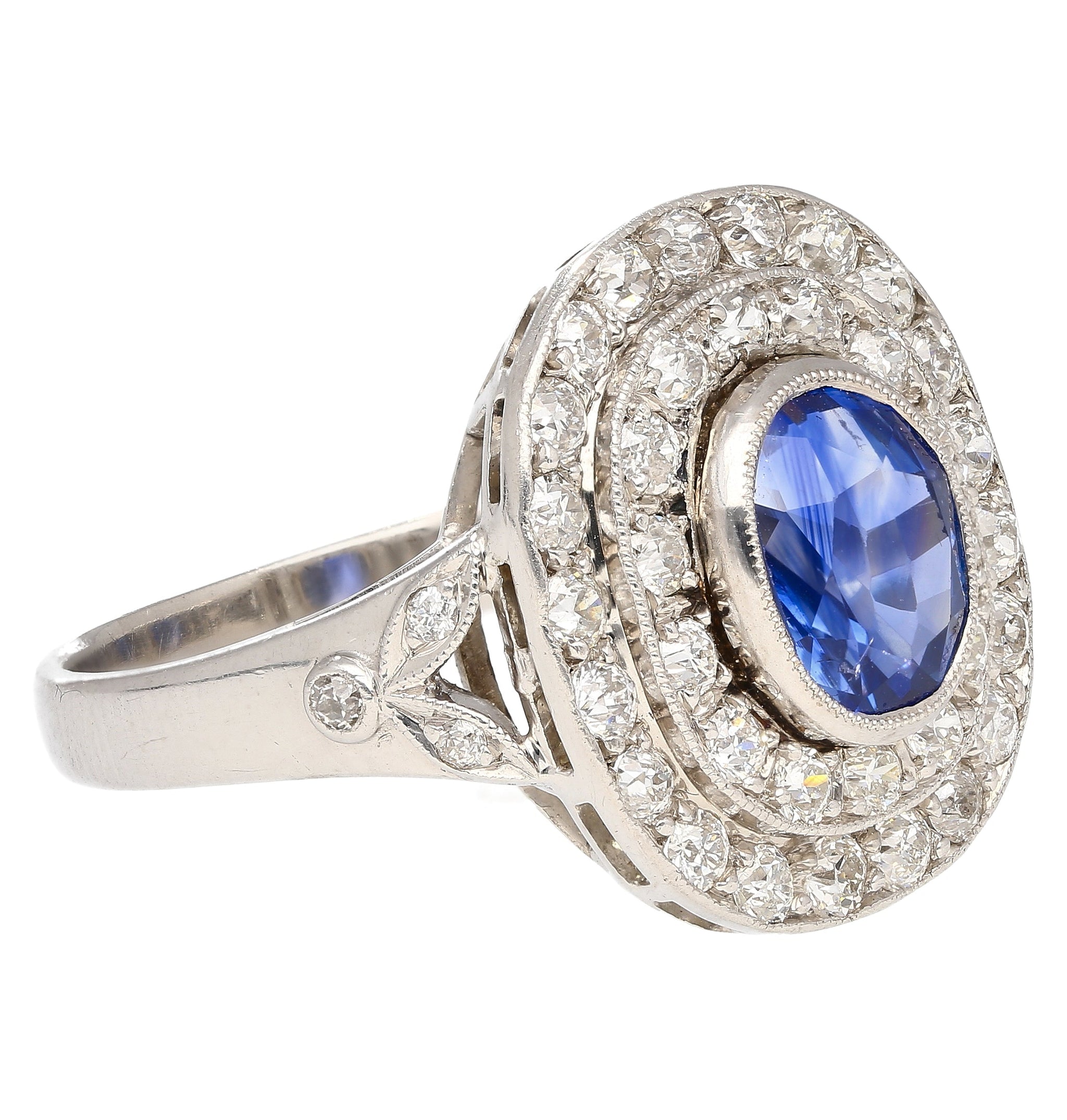 Kashmir Sapphire and Diamond Ring SSEF, AGL and GCS Certified No-Heat,  2-Carat Stone at 1stDibs