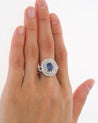 2.56 Carat No Heat Kashmir Blue Sapphire in Platinum Diamond Halo Ring-Rings-ASSAY
