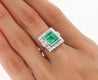 2.86 Carat Afghan-Chinese Minor Oil Emerald & Diamond Halo Ring in 18K Gold-Rings-ASSAY