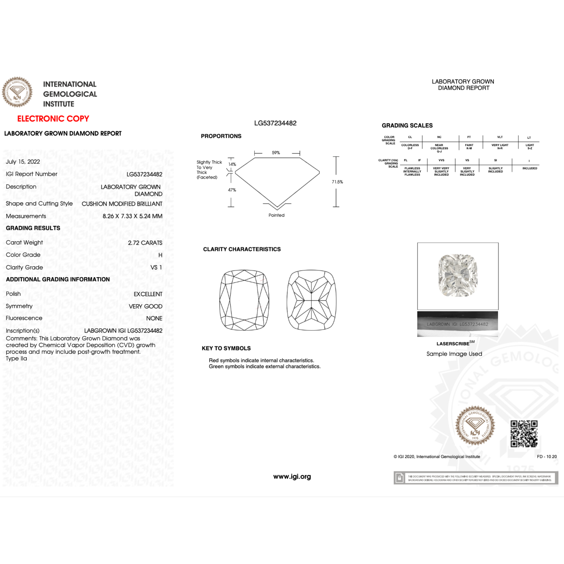 H color cushion cut diamond on sale