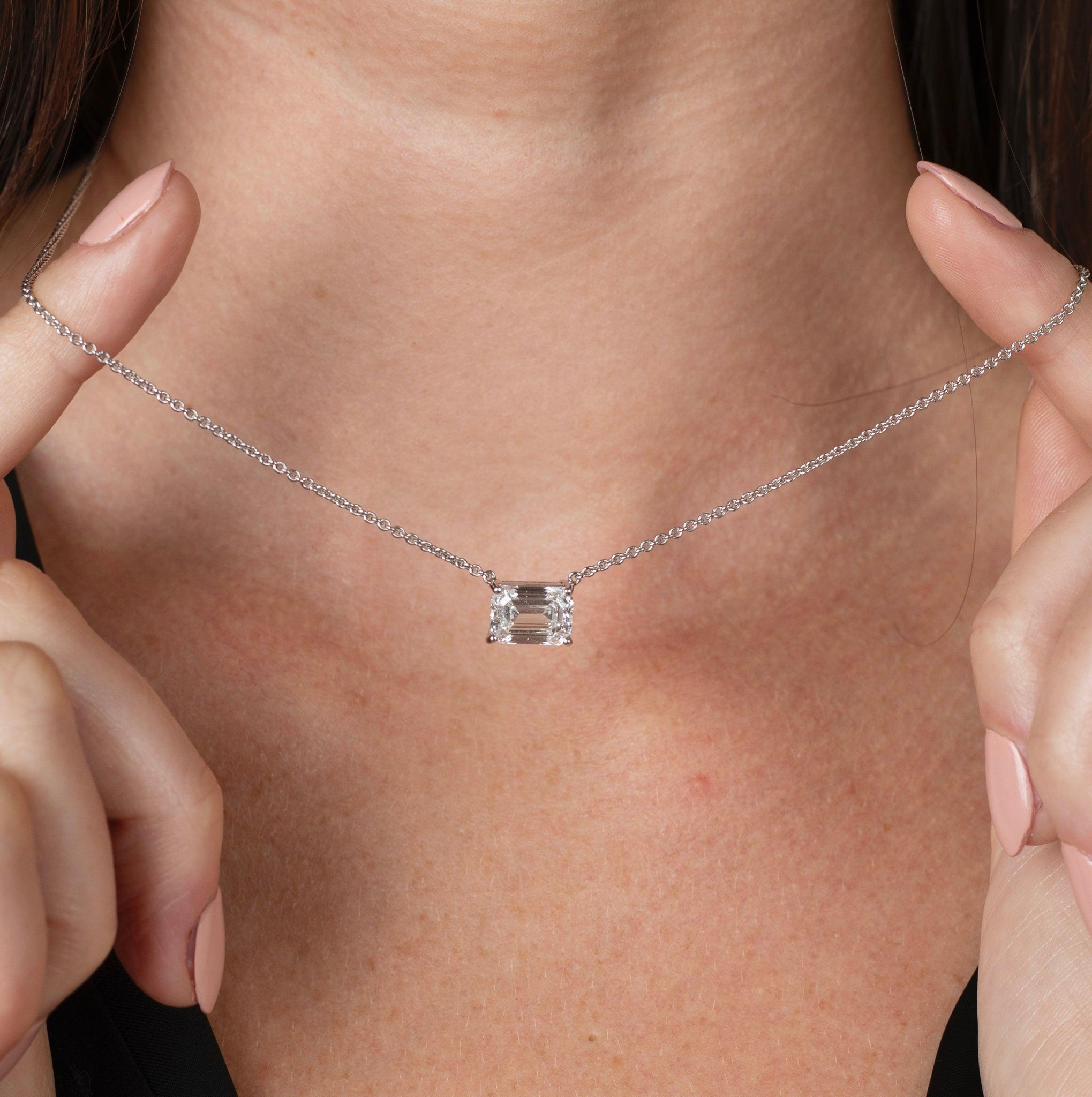 Zoë Chicco 14k Gold Pear Emerald & Emerald Cut Diamond Necklace – ZOË CHICCO