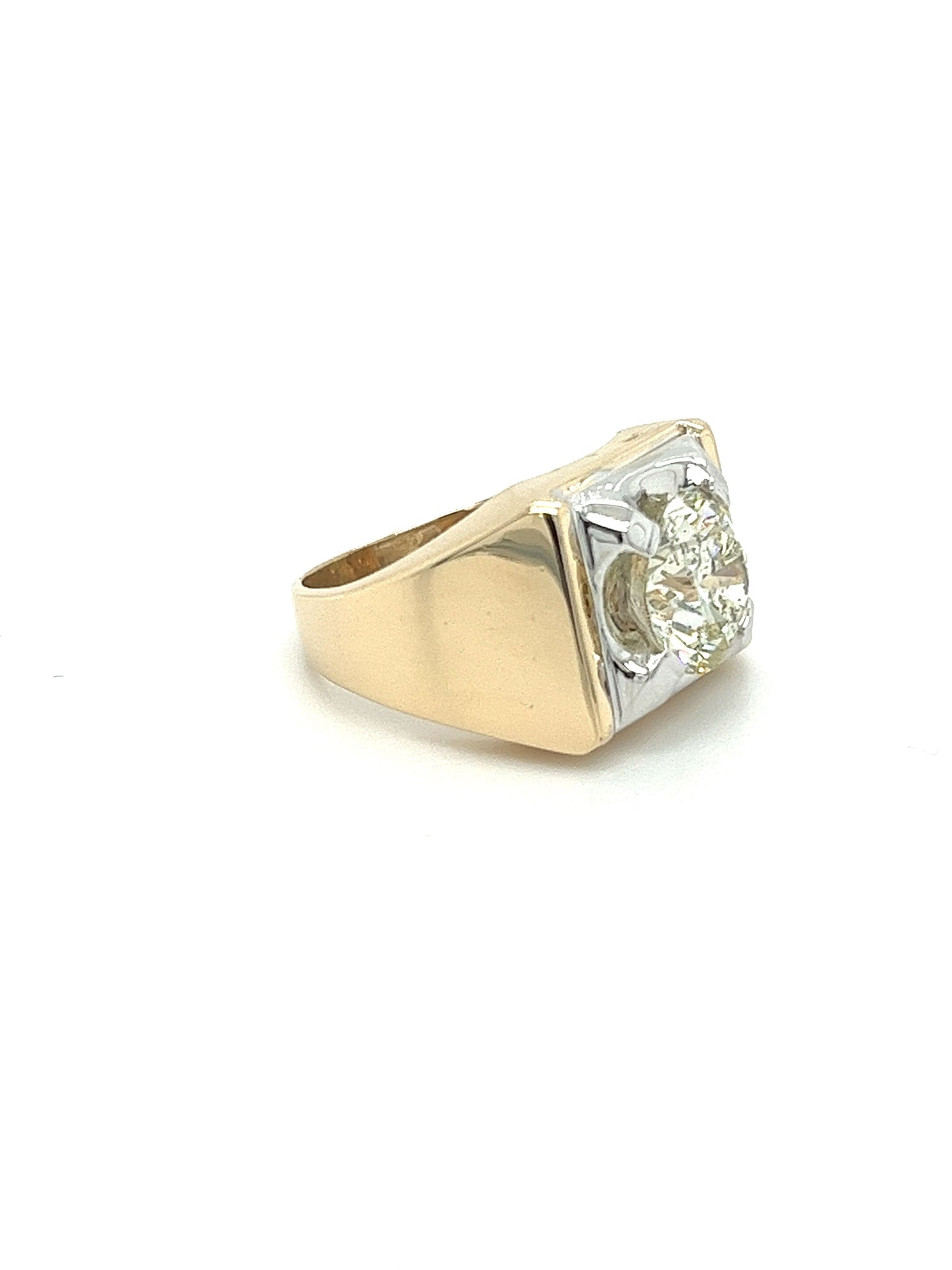 3 Carat Round Cut Natural Diamond Solitaire Mens Ring in 14K Solid Gold