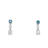 3 Stone Round Cut Natural Blue and White Diamond Drop Earrings In 18K White Gold-Earrings-ASSAY