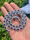 36 Carat Oval Cut Blue Sapphire & Diamond Choker Necklace in 18K White Gold-Necklaces-ASSAY