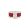 3.08 CTW Ruby and Diamond Cluster Band Ring in 18K Two Tone Gold-Band-ASSAY