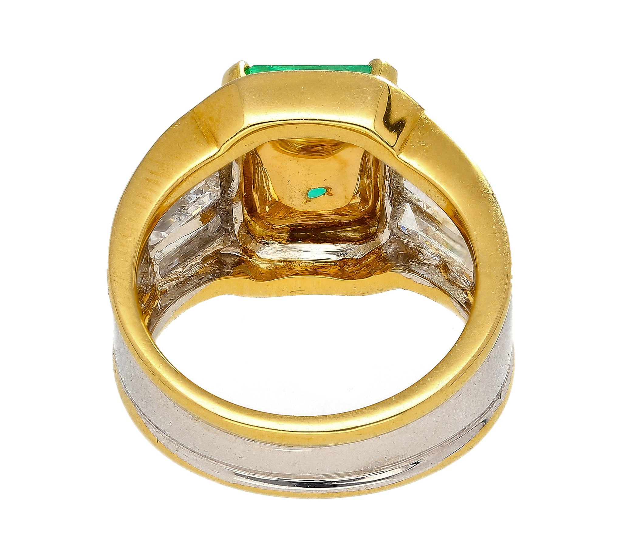 3.16 Carat Colombian Emerald Insignificant Oil Unisex Ring in Platinum & 18K Gold