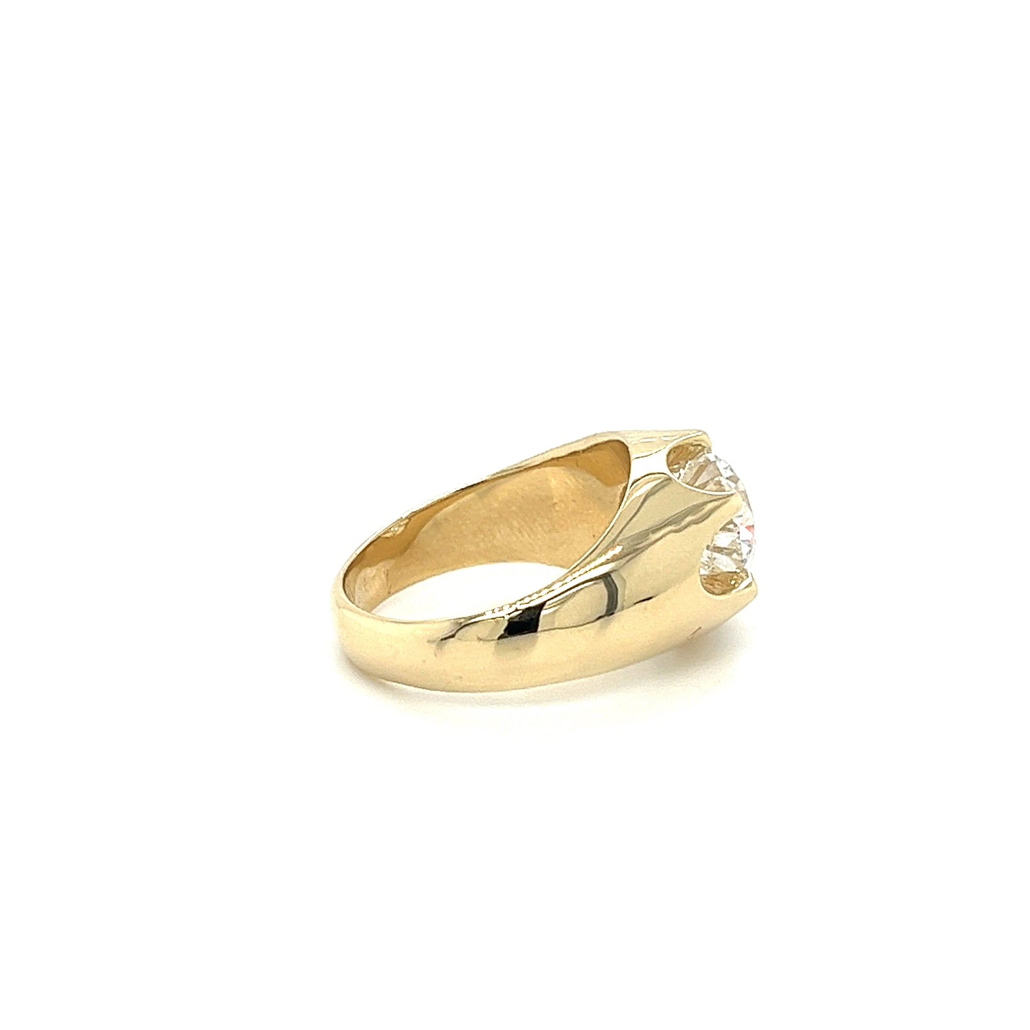 3.35 Carat Solitaire Lab Grown Diamond Mens Ring In 14K Yellow Gold-Rings-ASSAY