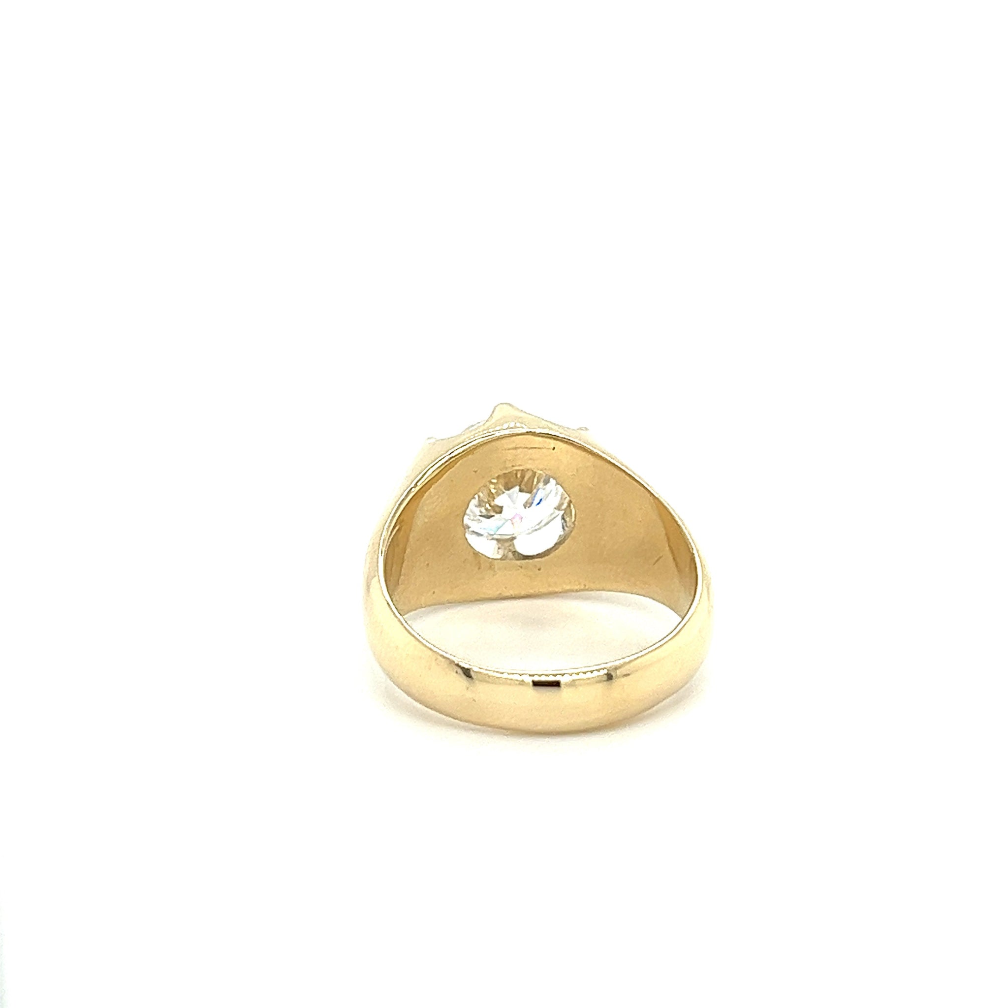 3.35 Carat Solitaire Lab Grown Diamond Mens Ring In 14K Yellow Gold