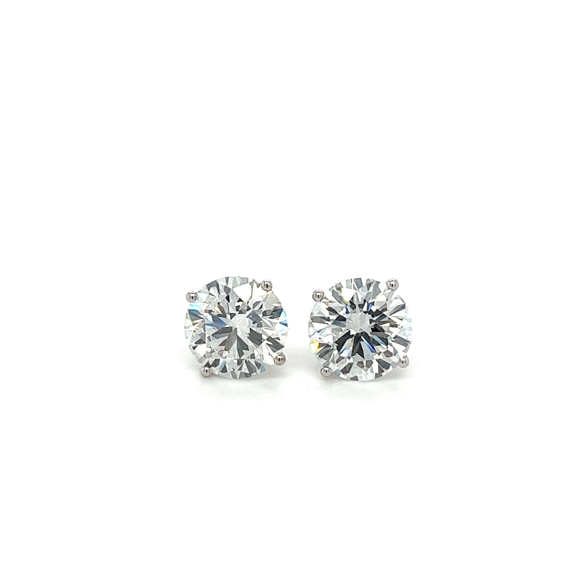 3.51 CTTW Round Lab Grown Diamond Stud Earrings in 4-Prong Martini Setting