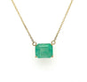 3.66 Carat Emerald Cut Colombian Emerald Solitaire East West Pendant Necklace in 14K Yellow Gold-Necklace-ASSAY