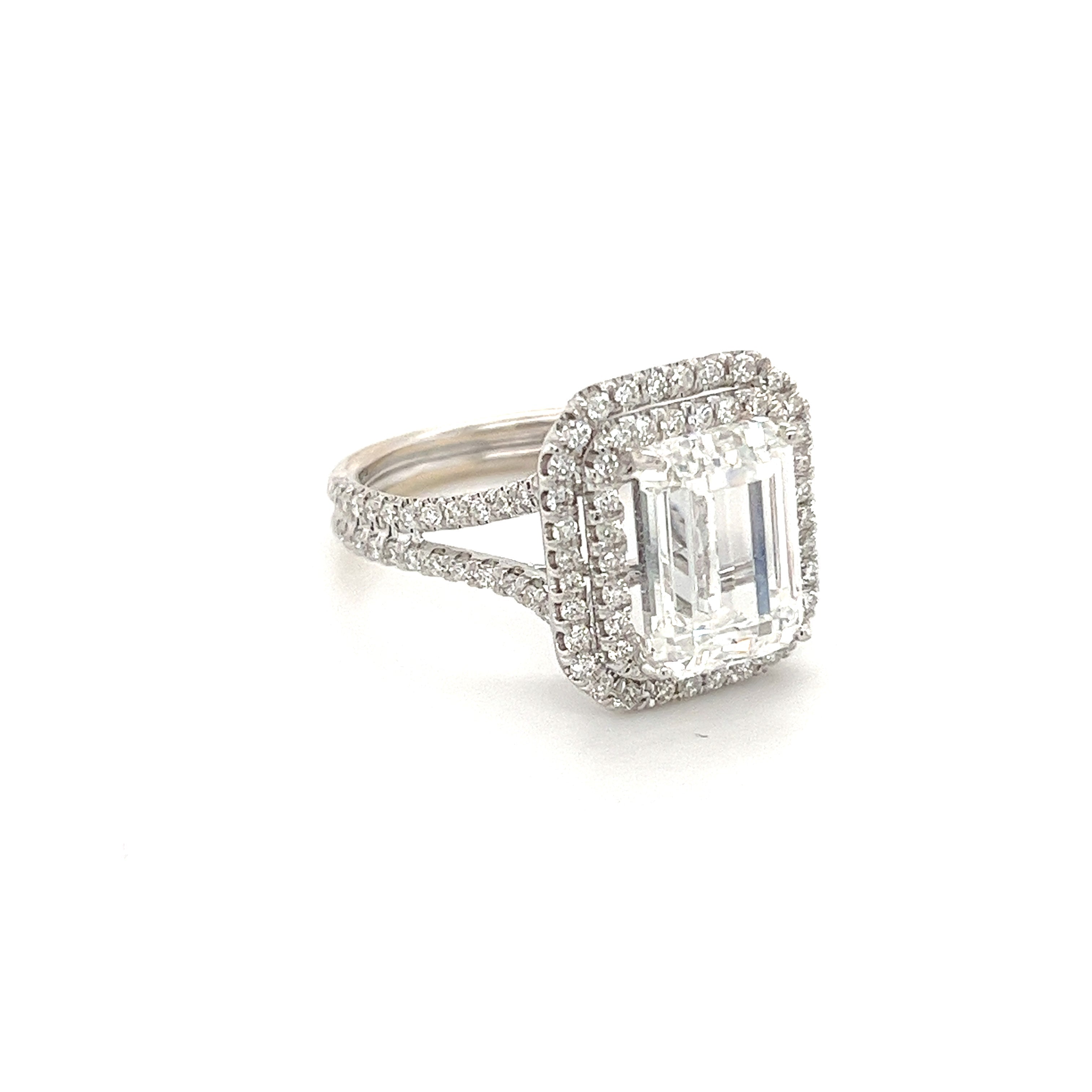 4 CARAT, F color, VS1 clarity. Emerald Cut Lab Diamond Engagement White Gold Ring