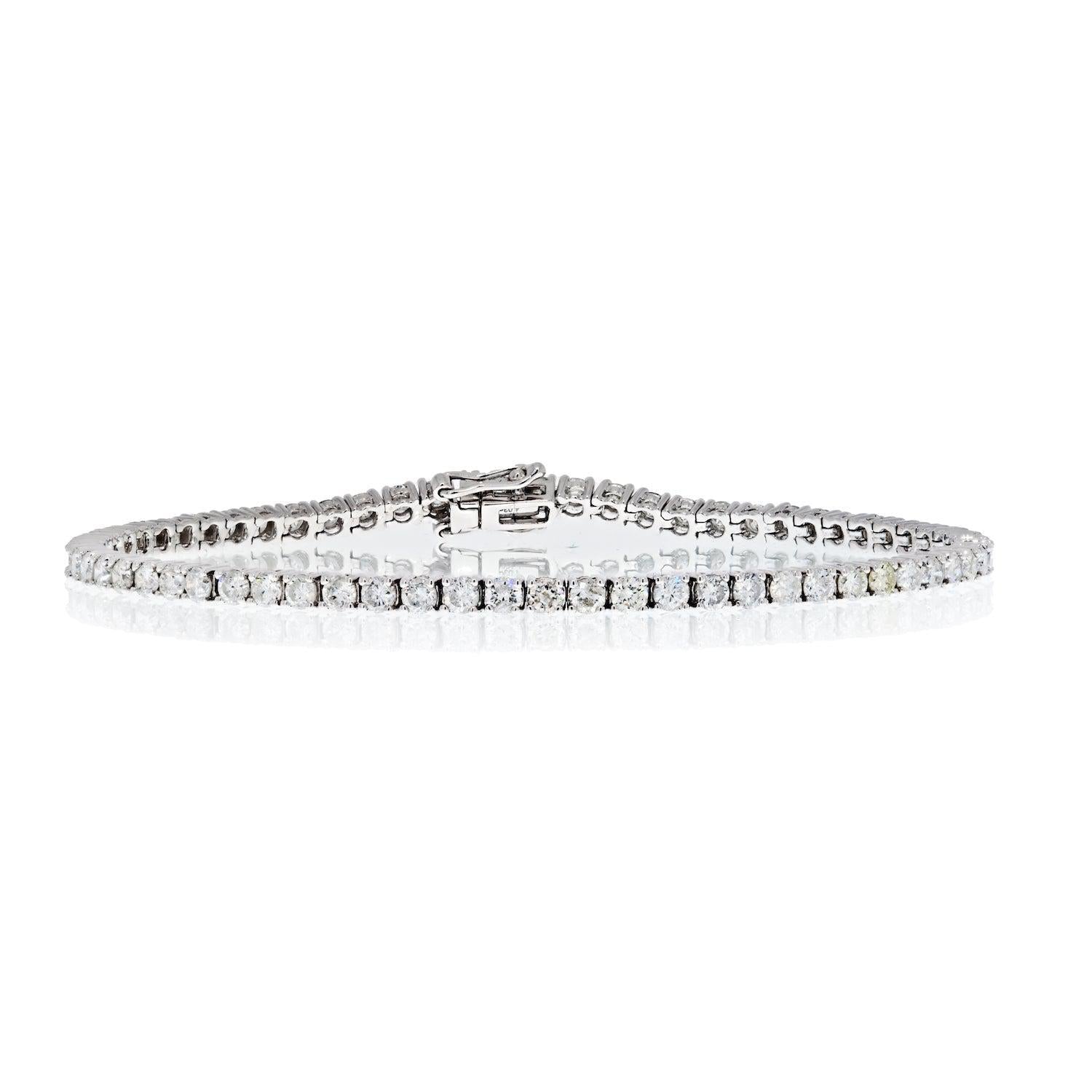 4 Carat TW Round Cut Diamond Tennis Bracelet In Platinum Setting-Bracelets-ASSAY