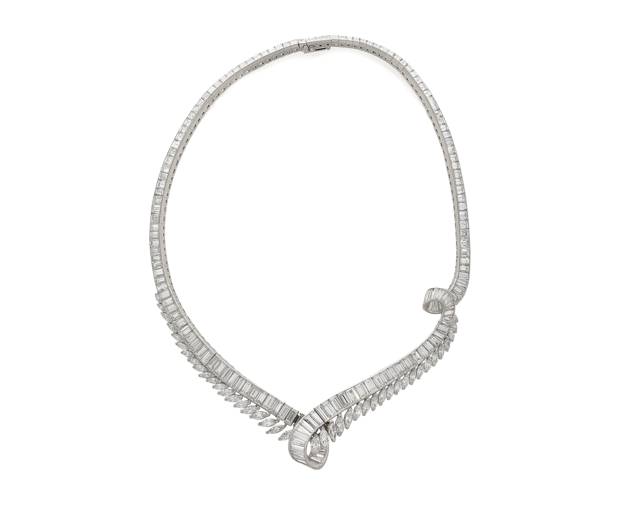 40 Carat Marquise And Baguette Cut Diamond Chandelier Platinum Choker Necklace