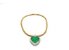 44 Carat Heart Shaped Green Emerald Pendant with Round Cut Diamond Side Stone in 18K White, Yellow Gold Necklace-Pendants-ASSAY