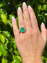 4.14 Carat Oval Cut Natural Emerald and Diamond Ring in 18K Yellow Gold-Rings-ASSAY