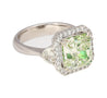 4.26 Carat Radiant Cut Fancy Yellowish Green SI1 Clarity 18K GIA Diamond Ring