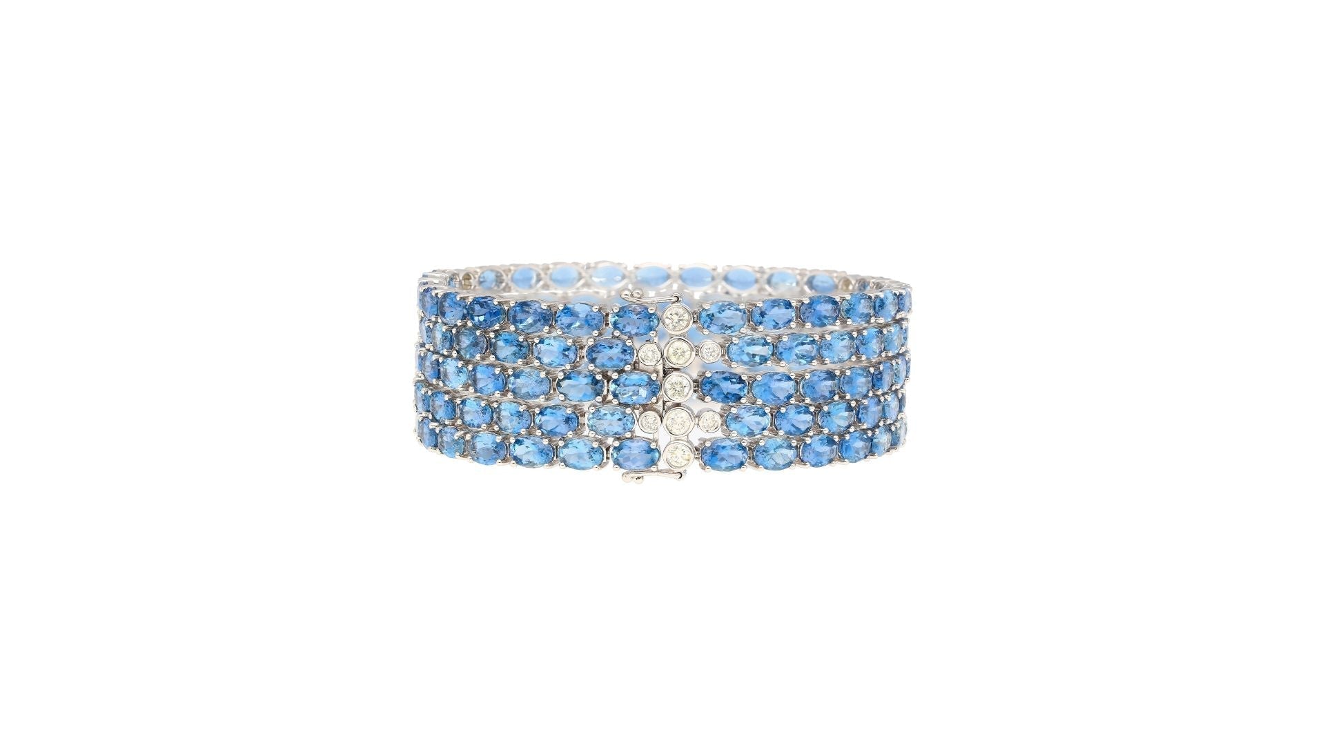 14K White Gold Oval Aquamarine Bracelet TB1188XW-03 | Priddy Jewelers |  Elizabethtown, KY