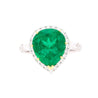 5.12 Carat Pear Cut Colombian Emerald Ring with Baguette Diamond Sides in 18K Gold-Rings-ASSAY