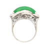 Natural 5.29 Carat Jade & Diamond in Ornate 18K White Gold Ring