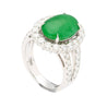 HK Lab Certified 5.329 Carat Jade and Diamond Halo Ring in 18K White Gold