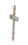 5.39 Carat Multicolored Natural Sapphire & Diamond Cross Pendant