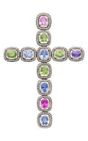 5.39 Carat Multicolored Natural Sapphire & Diamond Cross Pendant