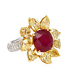 5.46 Carat Burma Ruby No Heat AGL Certified and Fancy Yellow Diamond Ring