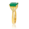5.67 Carat Colombian Emerald Engagement Ring - Emerald Cut - Trillion Cut Diamond Sidestones in 18k solid gold and GRS certification - ASSAY