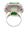 6.26 Carat Emerald Cut Emerald with Trillion and Round Cut Diamond Side Stone Ring in 18K White, Yellow Gold-Rings-ASSAY