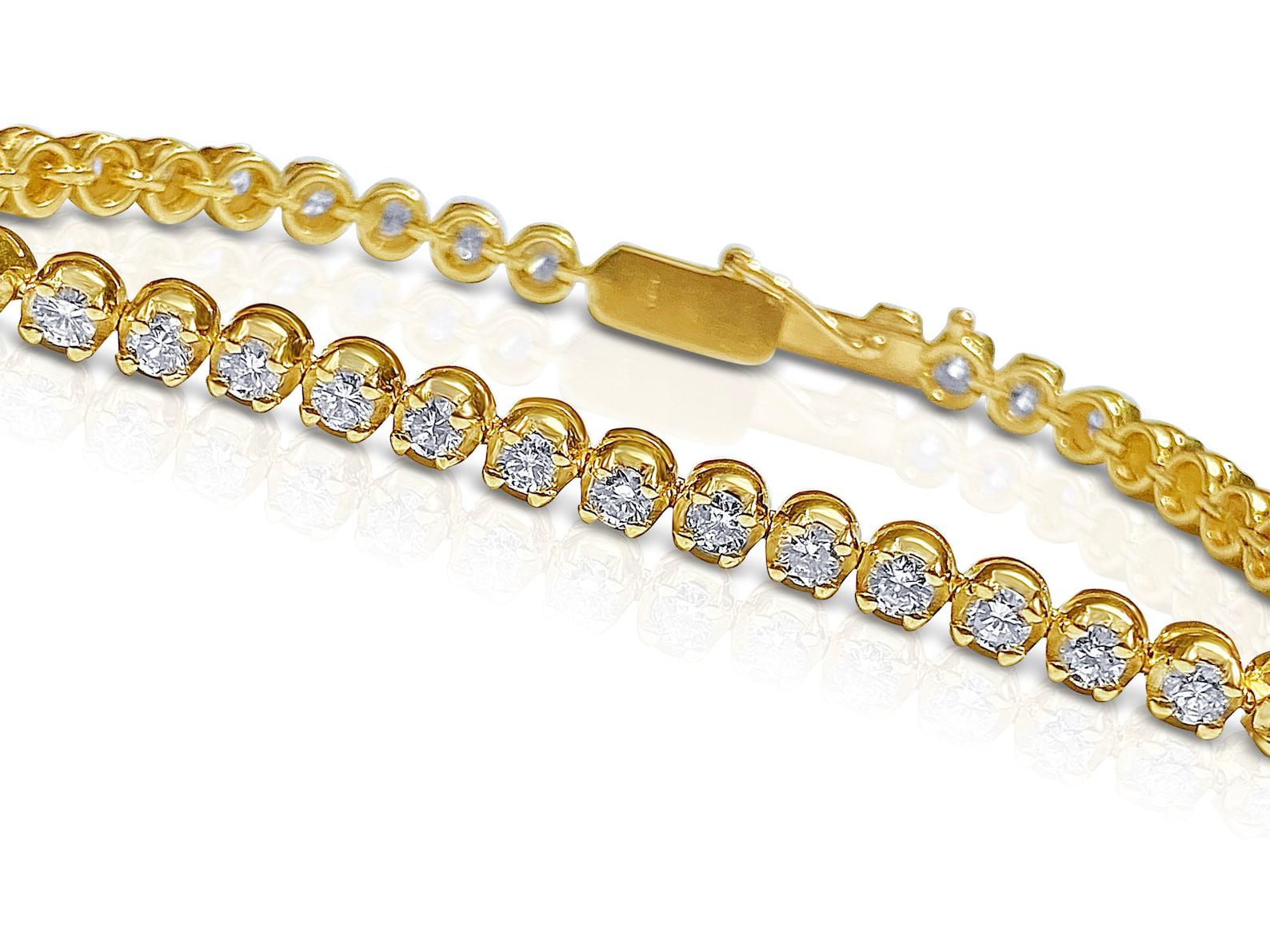 6.75 inch and 14k solid gold Tennis bracelet with 4.50 carats in Natural Diamond-Bracelets-ASSAY