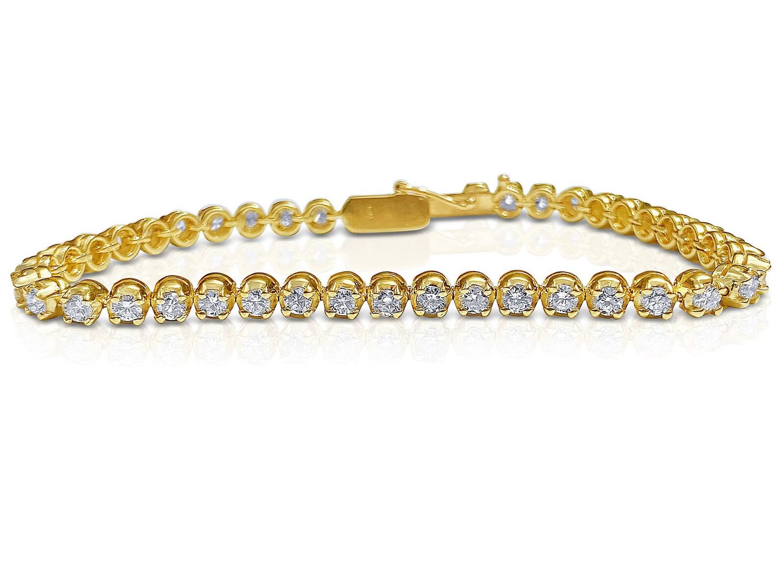 6.75 inch and 14k solid gold Tennis bracelet with 4.50 carats in Natural Diamond-Bracelets-ASSAY