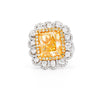 7 Carat Fancy Intense Yellow Radiant Cut Diamond and Diamond Halo Ring | GIA Certified-Rings-ASSAY